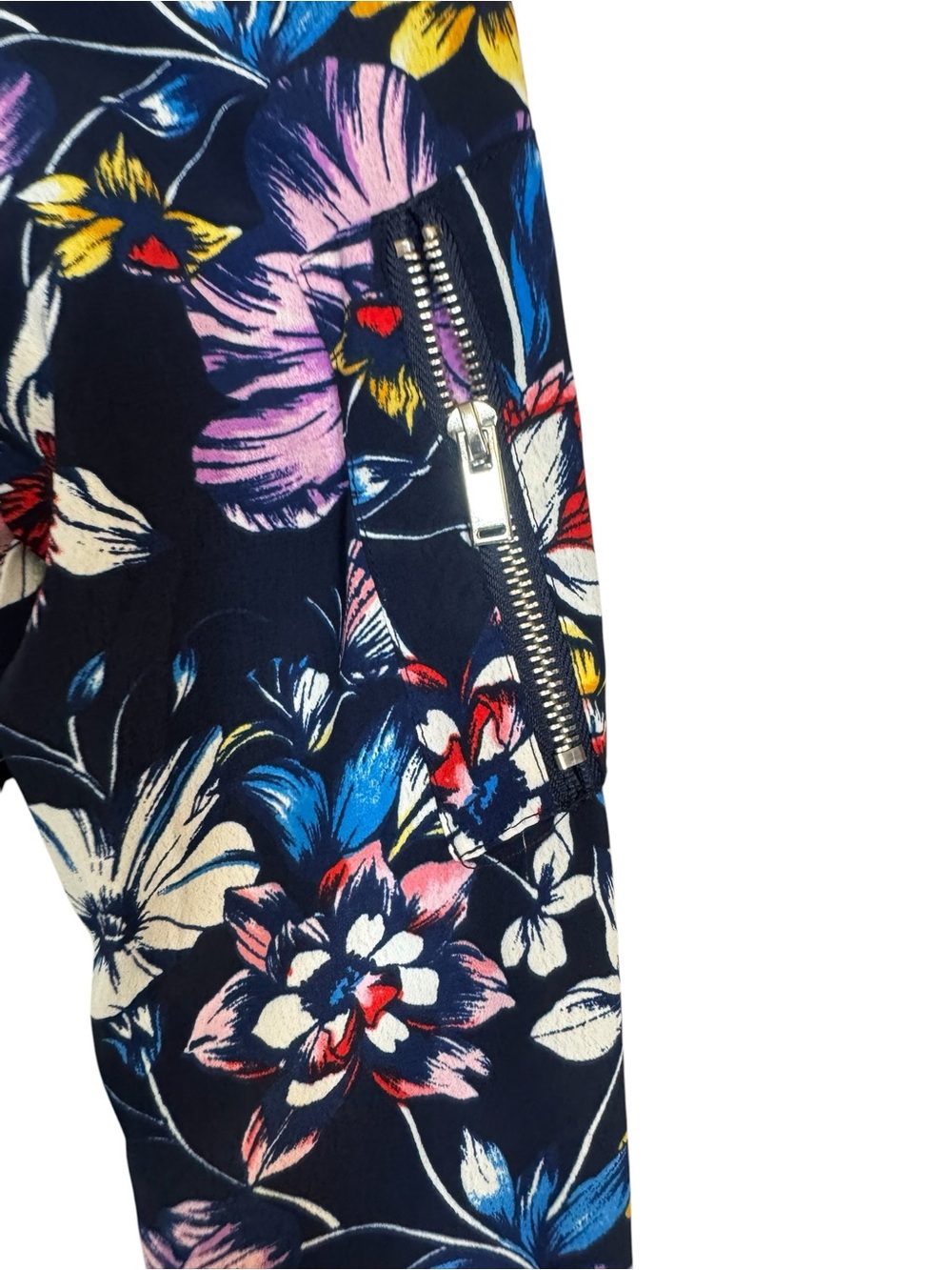 Philosophy Floral Bomber Jacket Size Small Navy Zip Front Lightweight - Picture 7 of 9
